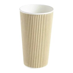 $ 20oz Paper Tea/Coffee/Milkshake/Hot Choc Cups Kraft Ripple 3 Ply Insulated - Picture 1 of 1