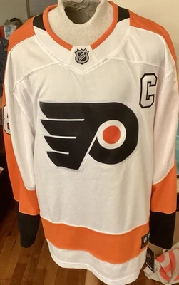 Camiseta deportiva Philadelphia Flyers Away blanca Breakaway Claude Giroux Foto 1 de 4
