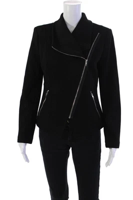 Gibson Look Womens Cotton Asymmetric Zip Up Jacket Black Size M - Image 1 of 4