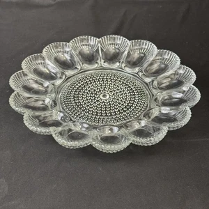 Vintage Clear Indiana Glass Hobnail Deviled Egg Tray 11 Inch - Picture 1 of 5