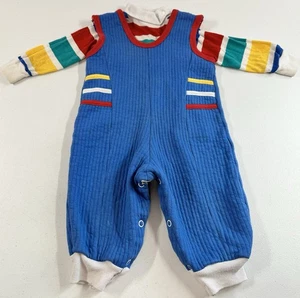 Vintage Buster Brown Infant 2 Piece Boys Romper Outfit 12 Months Baby Blue - Picture 1 of 5
