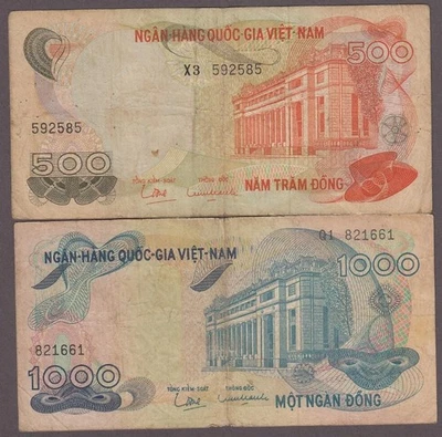 South Vietnam 500 & 1000 Dong Banknotes P-28,29 ND 1970 - Image 1 of 2