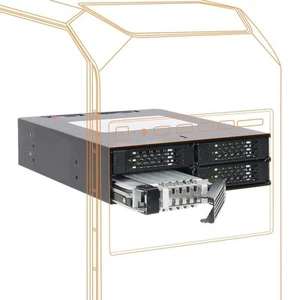 ICY DOCK Boîtier rack mobile robuste 4 x 2,5 SAS/SATA HDD/SSD pour baie 5,25"... - Photo 1/7