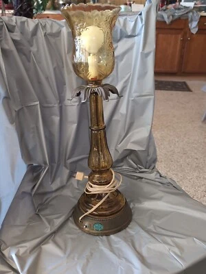 Vintage Tulpe Tischlampe Bernstein - Bild 1 von 4