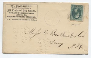 1870s 3ct banknote cover Mechanicsville VT hay rakes [6526.169] - Picture 1 of 2