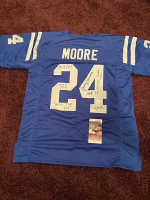 Rare Lenny Moore SIGNED Baltimore Colts JERSEY With 6 Stats Inscriptions JSA - Image 1 of 4