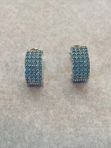 Fine Jewelry 925 Sterling Silver Lab Created Blue Gemstone Earrings Retail $135 - Picture 1 of 4