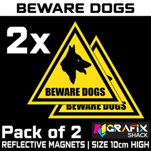 Beware Dogs Magnetic Sign Reflective High Vis Security Car Sign SIZE: 10CM HIGH - Picture 1 of 3