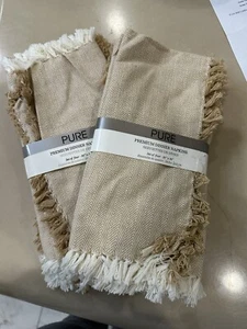 JUEGO DE 8 SERVILLETAS DE CENA PREMIUM PURAS 20”sq ESPIGA BRONCEADO/MARFIL 100% ALGODÓN NUEVAS EN PAQUETE - Imagen 1 de 8