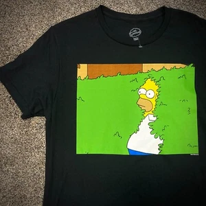 HOMER SIMPSON T-SHIRT black green shrub hiding funny cartoon retro 90s ADULT MED - Picture 1 of 3