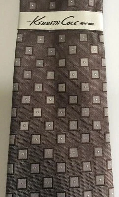 NEW! Kenneth Cole New York Squared Tie Brown Tones SHARP! - Image 1 of 4