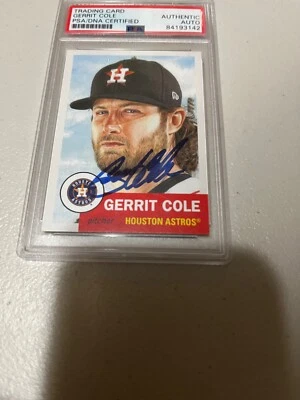 Tarjeta de arte autografiada Gerrit Cole 2019 Topps PSA firmada automática auténtica Foto 1 de 4
