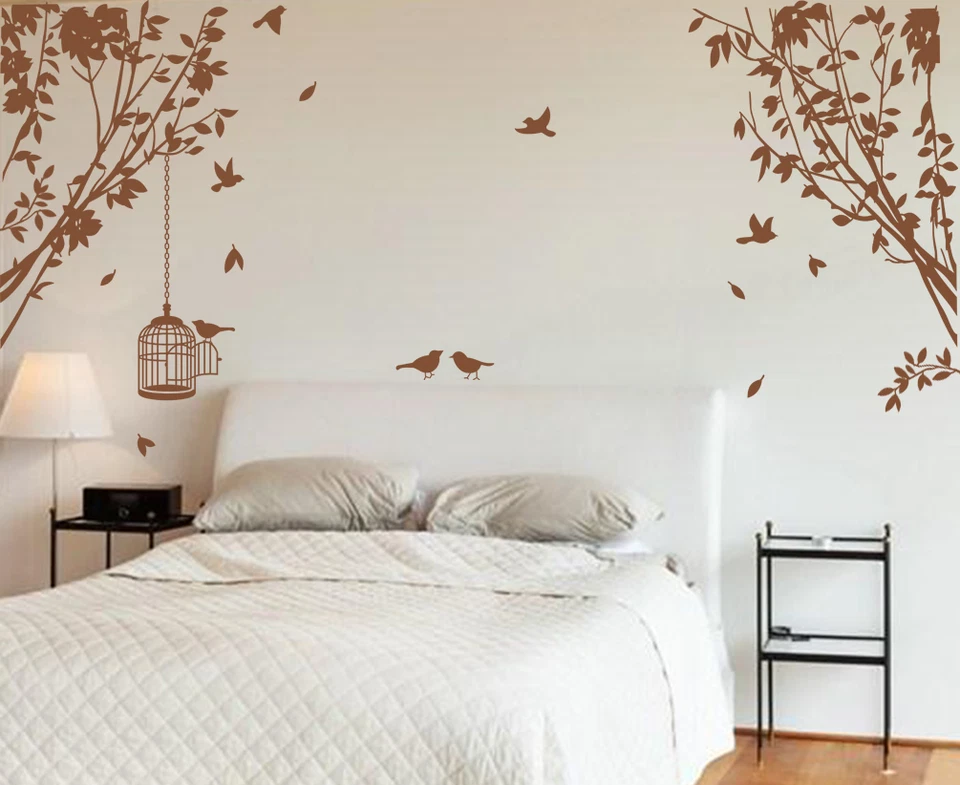 Large Side Wall Tree Branch with Cage& Birds Art Vinyl Wall Sticker HIGH QUALITY - Image 1 of 4