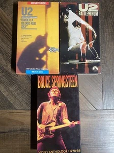 Lot of 3 VHS U2 Under A Blood Red Sky / Rattle & Hum / Bruce Springsteen 1978-88 - Picture 1 of 7
