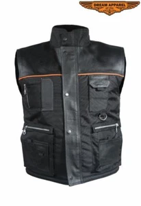 Men's Motorcycle Cargo Vest with Reflector Multi Pocket Light Weigh Black - Picture 1 of 8