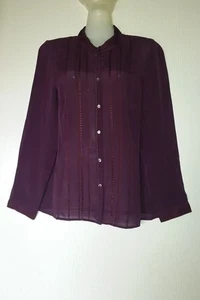 NITYA CHEMISE FLUIDE MANCHES LONGUES EN SOIE COLORIS PRUNE - Picture 1 of 10