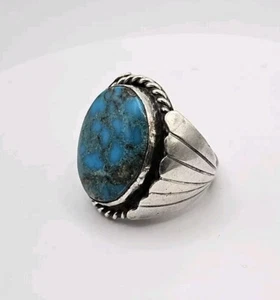 Türkis & Sterling Silber Ring Vintage Größe: Old Pawn riesiger Stein Gr. 8,5 - Bild 1 von 8