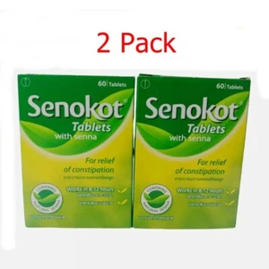 2 Pack Senokot with Natural Senna Laxative for Relief of Constipation 60 Tablets - Picture 1 of 7