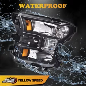 Fit For 2015-2017 Ford F150 Black Housing Amber Headlights Head Lamps 1Pair USA - Bild 1 von 9