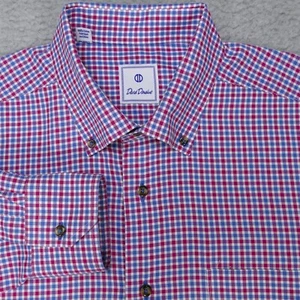 David Donahue Shirt Mens XL Blue Red Plaid Button Down Long Sleeve - Picture 1 of 18