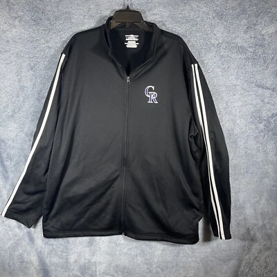 Chaqueta deportiva negra manga larga cremallera completa MLB Colorado Rockies para hombre talla 2XL Foto 1 de 4