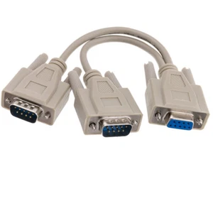 DB9 Serial Y Adapter - DB9 Female to Dual Split DB9 Male 30D1-27308 - Picture 1 of 1