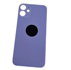 Mini cubierta trasera para Apple iPhone 12 / tapa de batería / agujero grande púrpura / logotipo / vidrio - Imagen 1 de 2