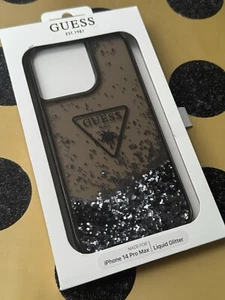 Phone Case iPhone 14 Pro Max Guess Cover Apple Black Glitter Protection Hard - Picture 1 of 5