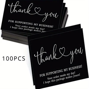 100pcs Elegant Black & White Thank You Cards with Heart Design-3.5"x2.1" Premium - Picture 1 of 12