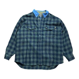 Vintage High Sierra Flannel Wool Blend Shacket Elbow Patches Men’s Size L Green - Picture 1 of 5