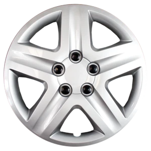 SET OF FOUR HUBCAPS 5 SPOKE SILVER 16 INCH - Picture 1 of 1