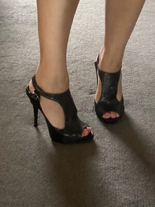 GUESS by Marciano Leather & Fabric heels; size 7; ankle strap; 12cm heel height - Picture 1 of 5