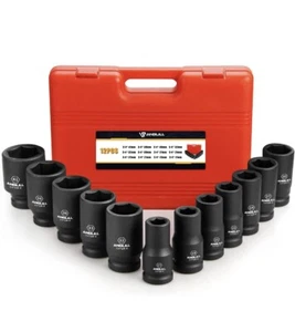 Anbull 3/4 Inch Drive Deep Impact Socket Set, 12 Piece Metric Combination, Si... - Picture 1 of 8