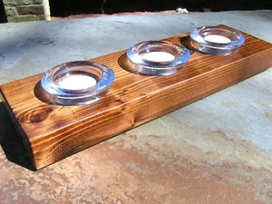 Wooden candle holder, glass votives 0309 - Picture 1 of 7
