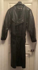 Mens Leather Trench Coat - Daniel Young - Vintage '80s - (Size 40) - Nice - Picture 1 of 16
