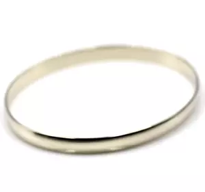 Genuine 9ct FULL SOLID White gold 6mm wide half round 65mm x 57mm Oval Bangle - Picture 1 of 7