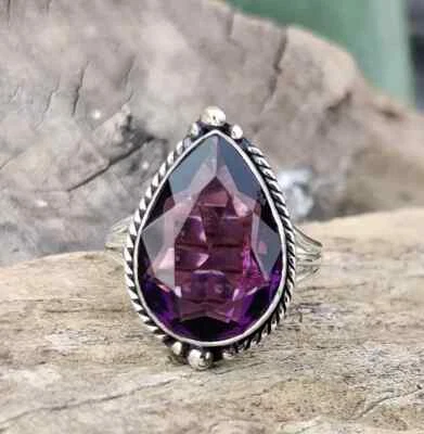 Amethyst Ring 925 Sterling Silver Love For Mother Designer Ring All Size R108 - Image 1 of 4