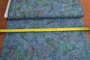 By 1/2 Yd, Blue & Green Swirls Hand-Painted Indonesia Batik, Hoffman, B602 - Picture 1 of 5