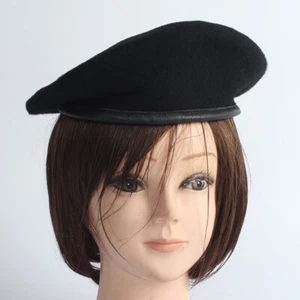 Mujeres Mezcla de Lana Militar Boina Gorra Ejército Sombrero Cuero Banda para el Sudor Ajustable - Imagen 1 de 12