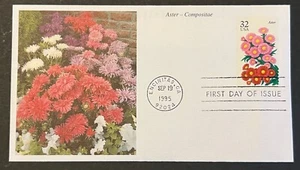 GARDEN FLOWERS ASTER #2993 SEP 19 1995 ENCINITAS CA FIRST DAY COVER (FDC) BX3-2 - Picture 1 of 2