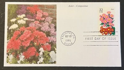 GARDEN FLOWERS ASTER #2993 SEP 19 1995 ENCINITAS CA FIRST DAY COVER (FDC) BX3-2 - Image 1 of 2
