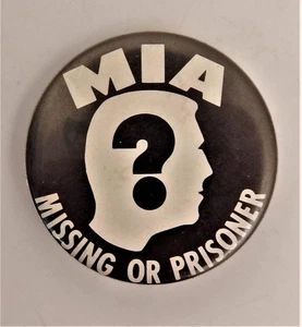 Vietnam War MIA Missing Or Prisoner ? Vintage Pinback Button - Picture 1 of 2