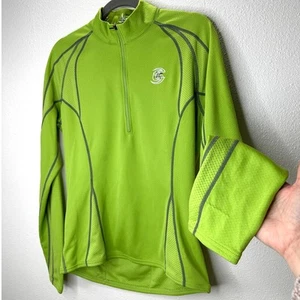 Cannondale Lime Green Front Zip Long Sleeve Workout Top L - Picture 1 of 12