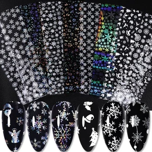 Glitter Laser Nail Art Foils Christmas Tree Snowflakes Nail Stickers - Picture 1 of 4