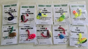 10 PKGS DOUBLE THREAT 36 INCH 2 HOOK CRAWLER HARNESS'S NEW FREE SHIPPING - Picture 1 of 1