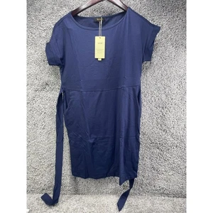 UVN Damen Marineblau Minikleid Kurzarm Bindeband Taille mit Taschen Größe M Neu mit Etikett - Bild 1 von 8