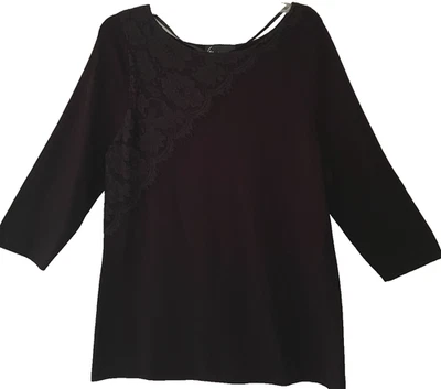 Nuevo con etiquetas Suéter Lane Bryant Tejido Negro Talla 14 16 Detalle Encaje Mangas 3/4 Foto 1 de 4