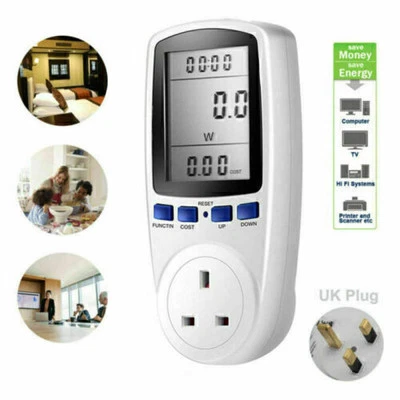 Electricity Power Consumption Meter Energy Monitor Watt Analyzer Kwh UK Plug-in - Image 1 of 4