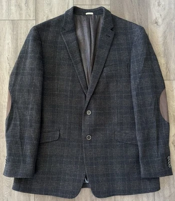 Chaqueta Abrigo Deportivo Joseph Abboud Para Hombres 48L Tweed Blazer Parche en el Codo Calce Ajustado Lana Foto 1 de 4