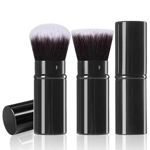 Retractable Makeup Brush 2 Pack, Travel Kabuki Powder Foundation Black - Picture 1 of 7